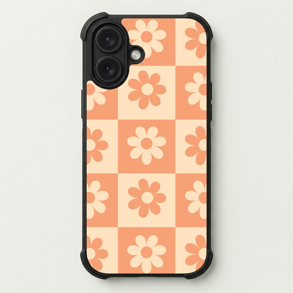 Checkered Flowers Orange Phone Case — Bumper case
