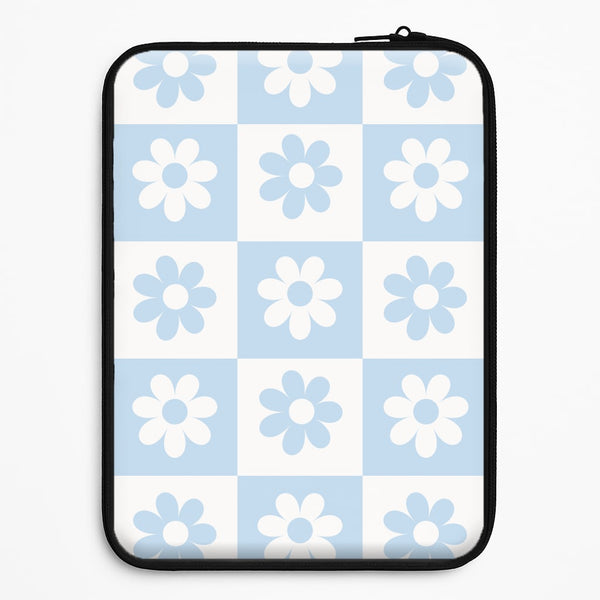 Checkered Flowers Blue Universal Laptop Sleeve
