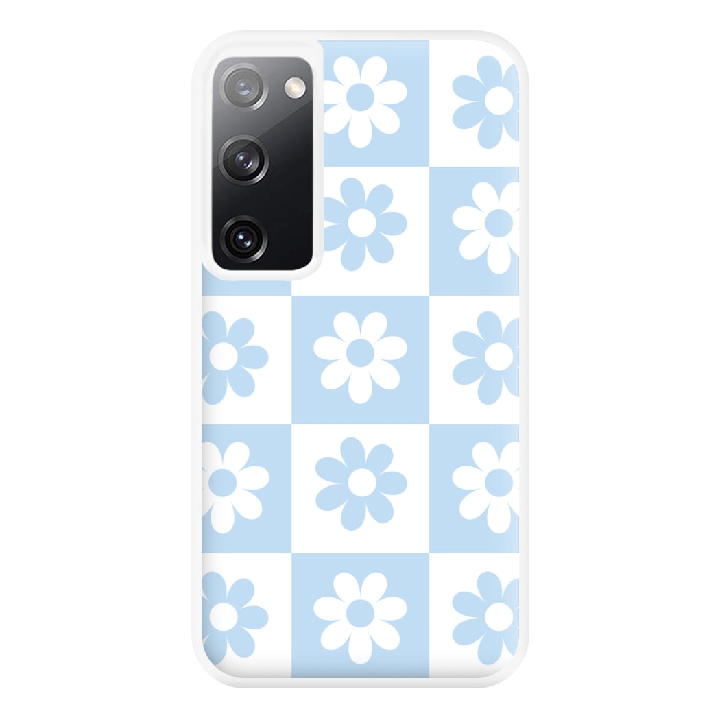 Checkered Flowers Blue Phone Case for Galaxy S20