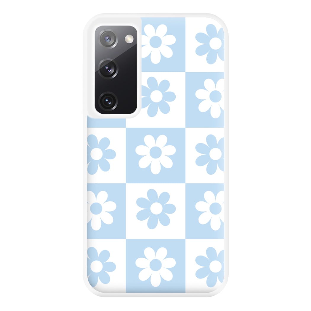 Checkered Flowers Blue Phone Case for Galaxy S20FE