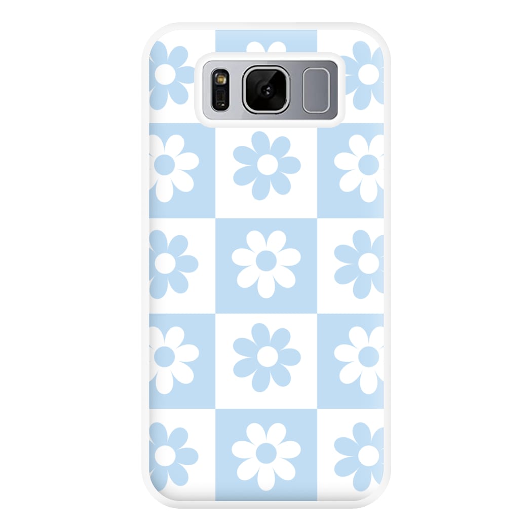 Checkered Flowers Blue Phone Case for Galaxy S8 Plus