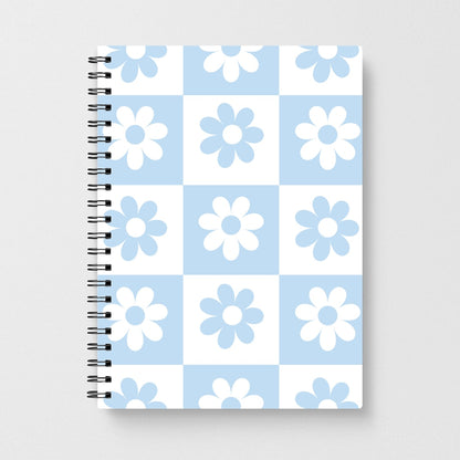 Checkered Flowers Blue Notebook