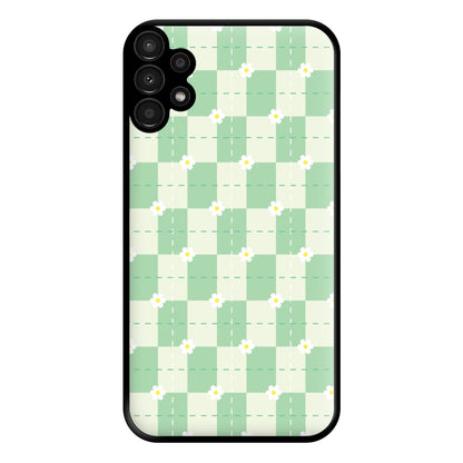 Green Plaid Daisies Phone Case for Galaxy A13