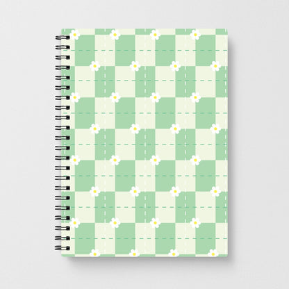 Green Plaid Daisies  Notebook