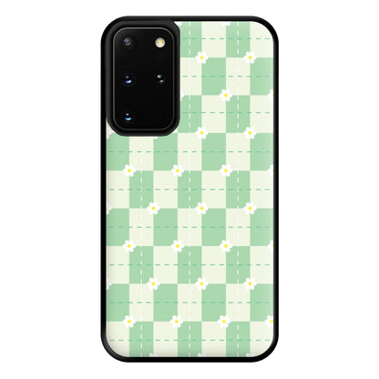 Green Plaid Daisies Phone Case for Galaxy S20 Plus