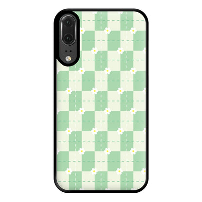 Green Plaid Daisies Phone Case for Huawei P20