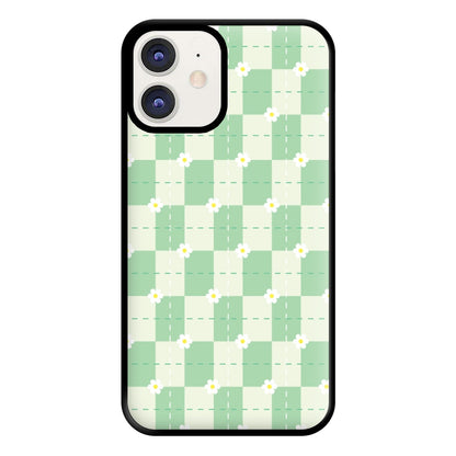 Green Plaid Daisies Phone Case for iPhone 11