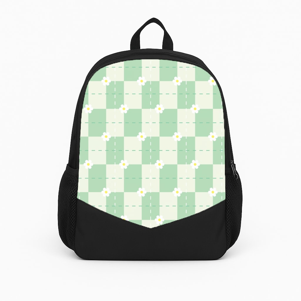 Green Plaid Daisies  Backpack