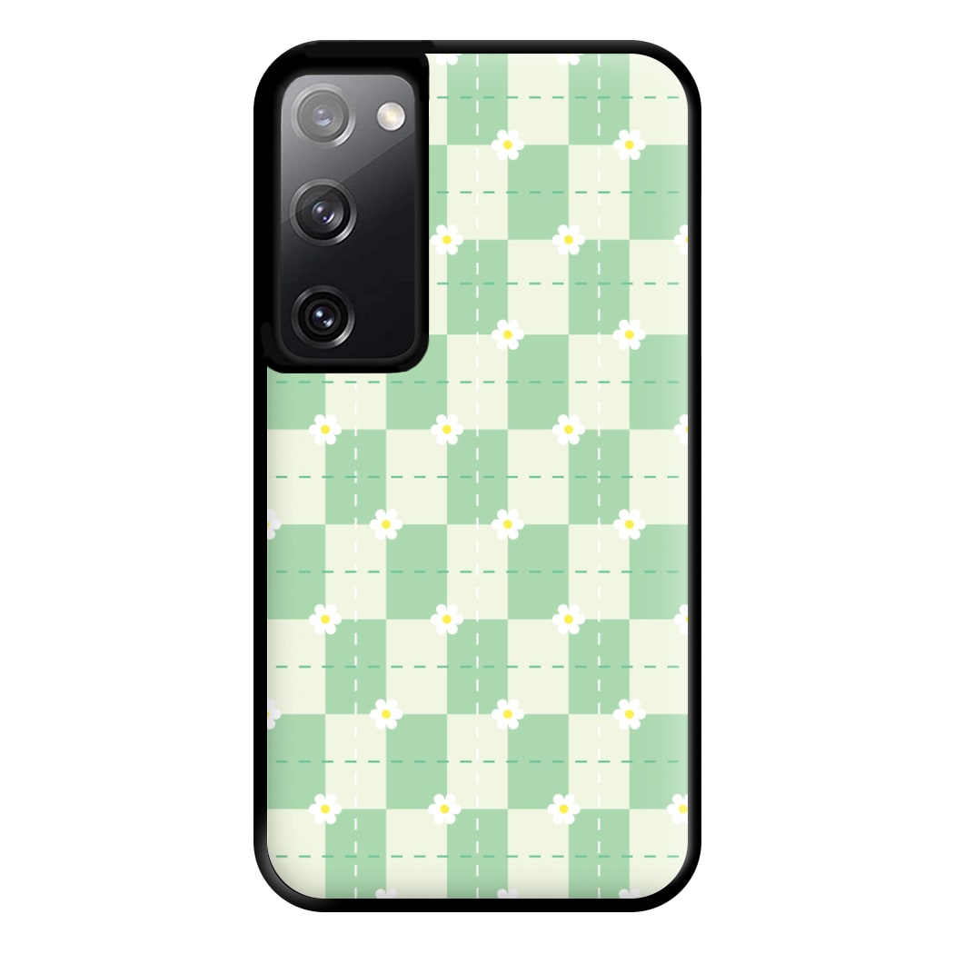 Green Plaid Daisies Phone Case for Galaxy S20