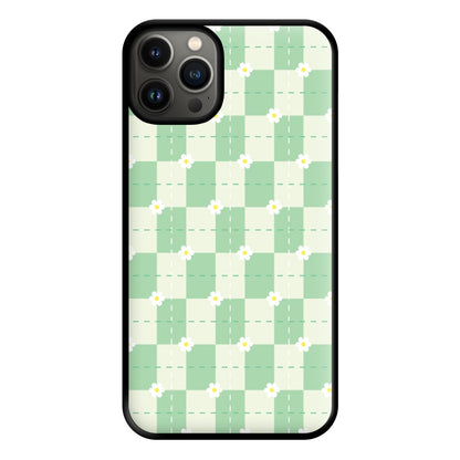 Green Plaid Daisies Phone Case for iPhone 13