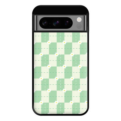 Green Plaid Daisies Phone Case for Google Pixel 8 Pro