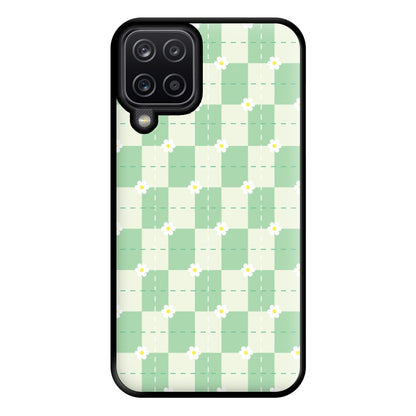 Green Plaid Daisies Phone Case for Galaxy A12