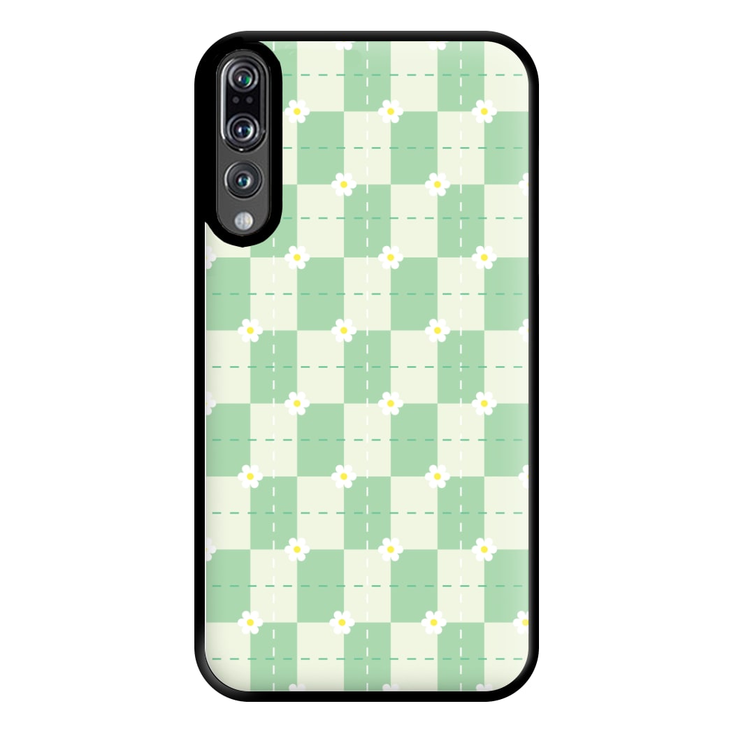 Green Plaid Daisies Phone Case for Huawei P20 Pro