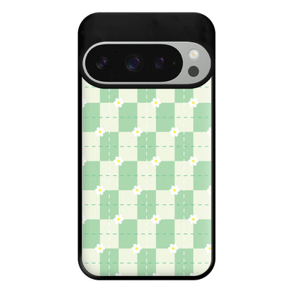 Green Plaid Daisies Phone Case for Google Pixel 9 Pro XL