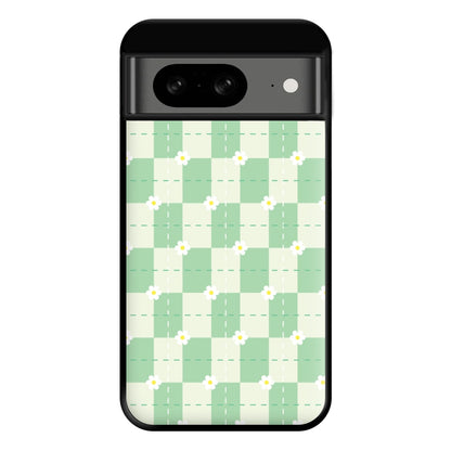 Green Plaid Daisies Phone Case for Google Pixel 8