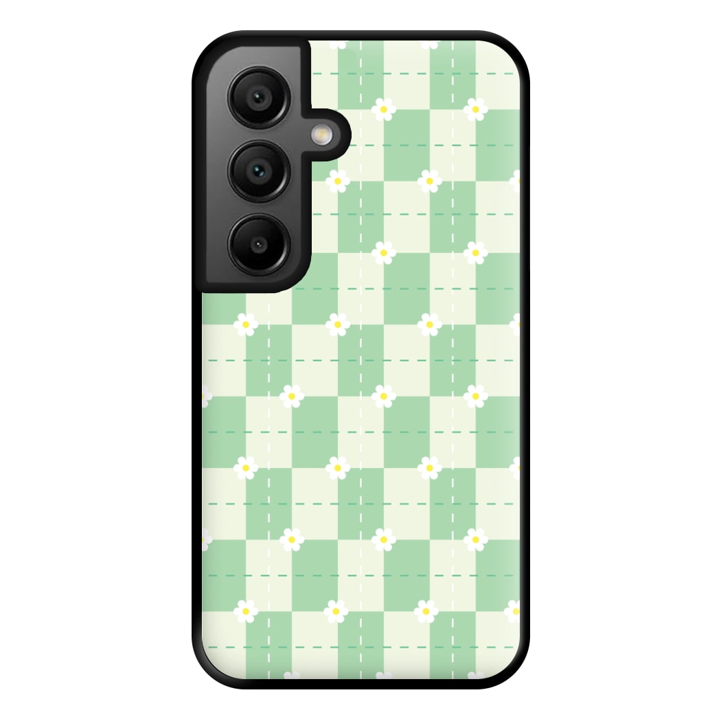 Green Plaid Daisies Phone Case for Galaxy A56