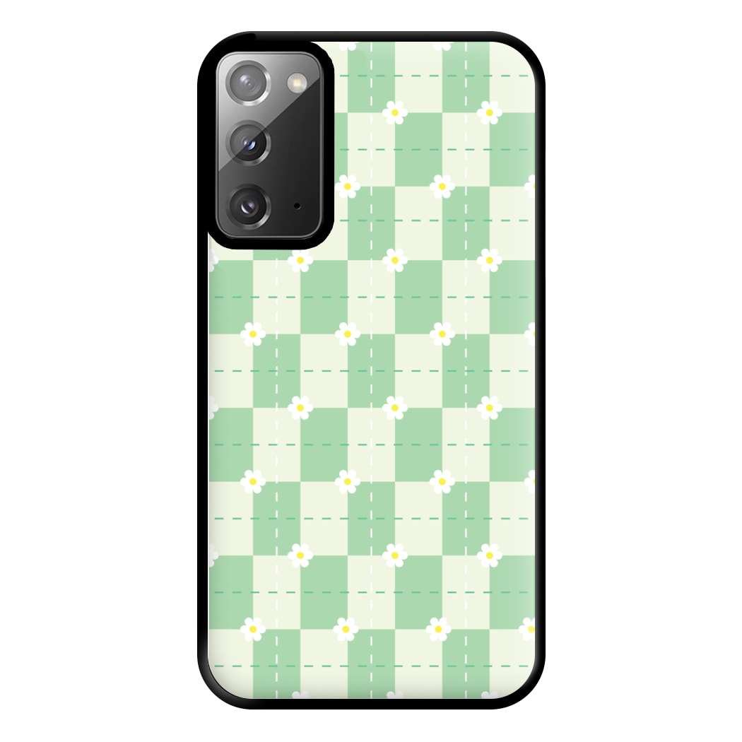 Green Plaid Daisies Phone Case for Galaxy Note 20 Ultra