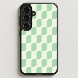 Green Plaid Daisies Phone Case for Galaxy S25FE