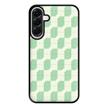 Green Plaid Daisies Phone Case for Galaxy A36