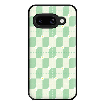 Green Plaid Daisies Phone Case for Google Pixel 8a