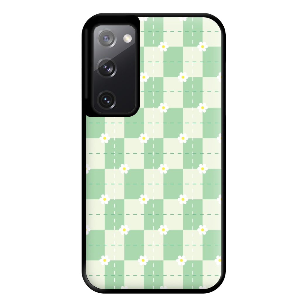 Green Plaid Daisies Phone Case for Galaxy S20FE
