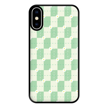 Green Plaid Daisies Phone Case for iPhone XS Max
