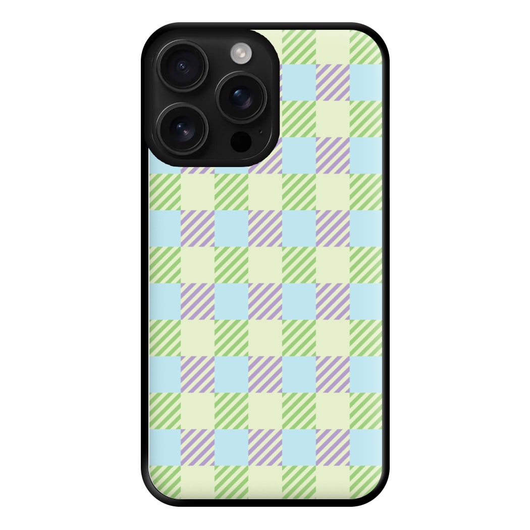 Green And Purple Checkered Phone Case for iPhone 16 Pro Max