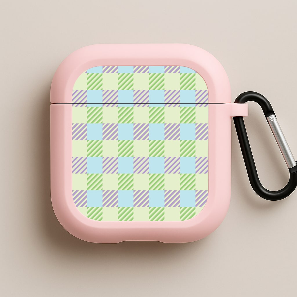 Green And Purple Checkered Pink AirPods Case