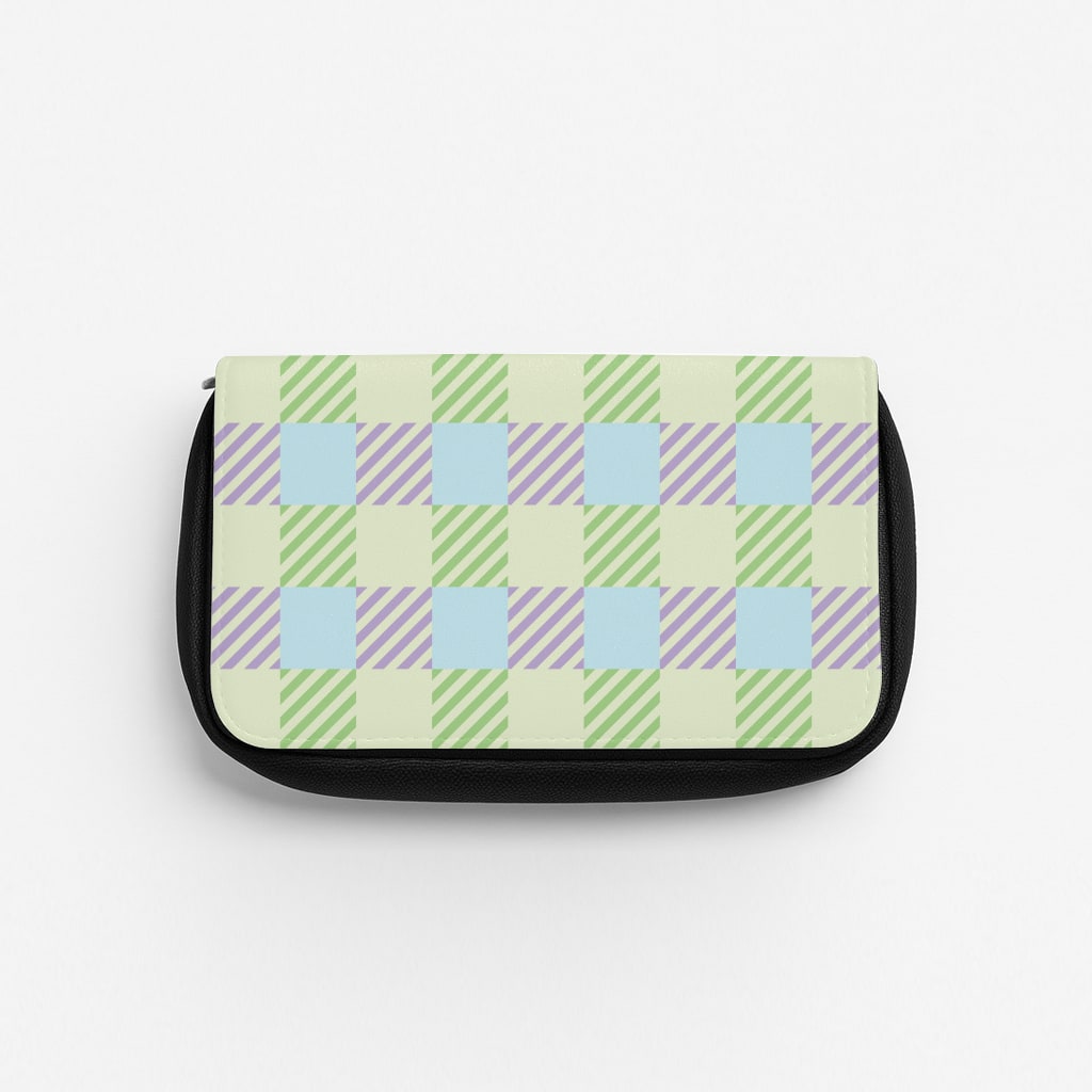 Green And Purple Checkered Pencil Case