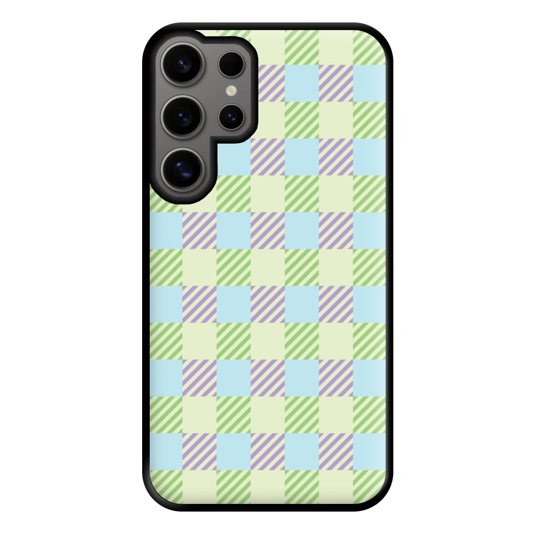 Green And Purple Checkered Phone Case for Galaxy S24 Ultra