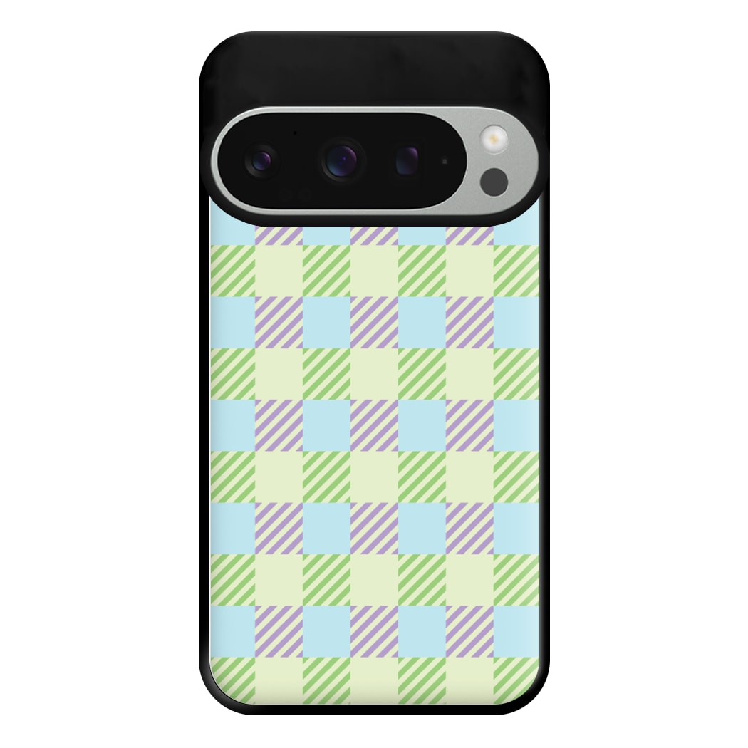 Green And Purple Checkered Phone Case for Google Pixel 9 Pro XL