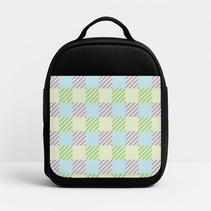 Green And Purple Checkered Insulated Lunchbox