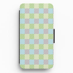 Green And Purple Checkered Flip / Wallet Phone Case