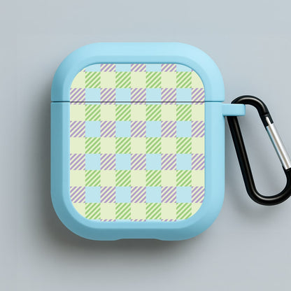 Green And Purple Checkered Blue AirPods Case