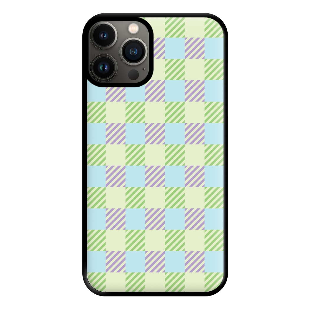 Green And Purple Checkered Phone Case for iPhone 13 Pro Max