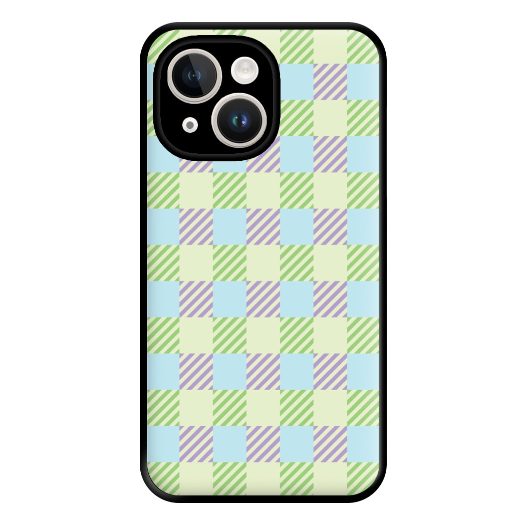 Green And Purple Checkered Phone Case for iPhone 14 Plus