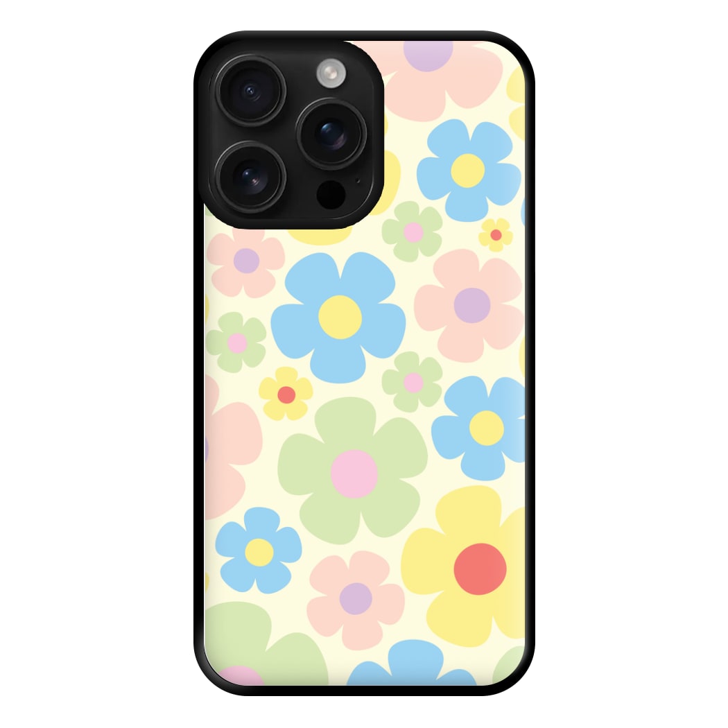 Rainbow Flowers Pattern Phone Case for iPhone 16 Pro Max