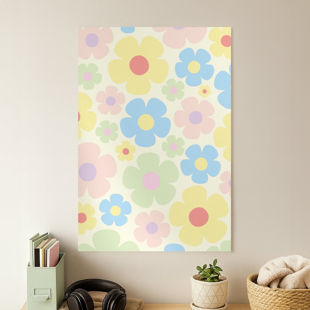 Rainbow Flowers Pattern Poster