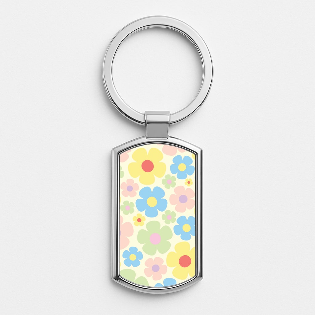 Rainbow Flowers Pattern Luxury Keyring