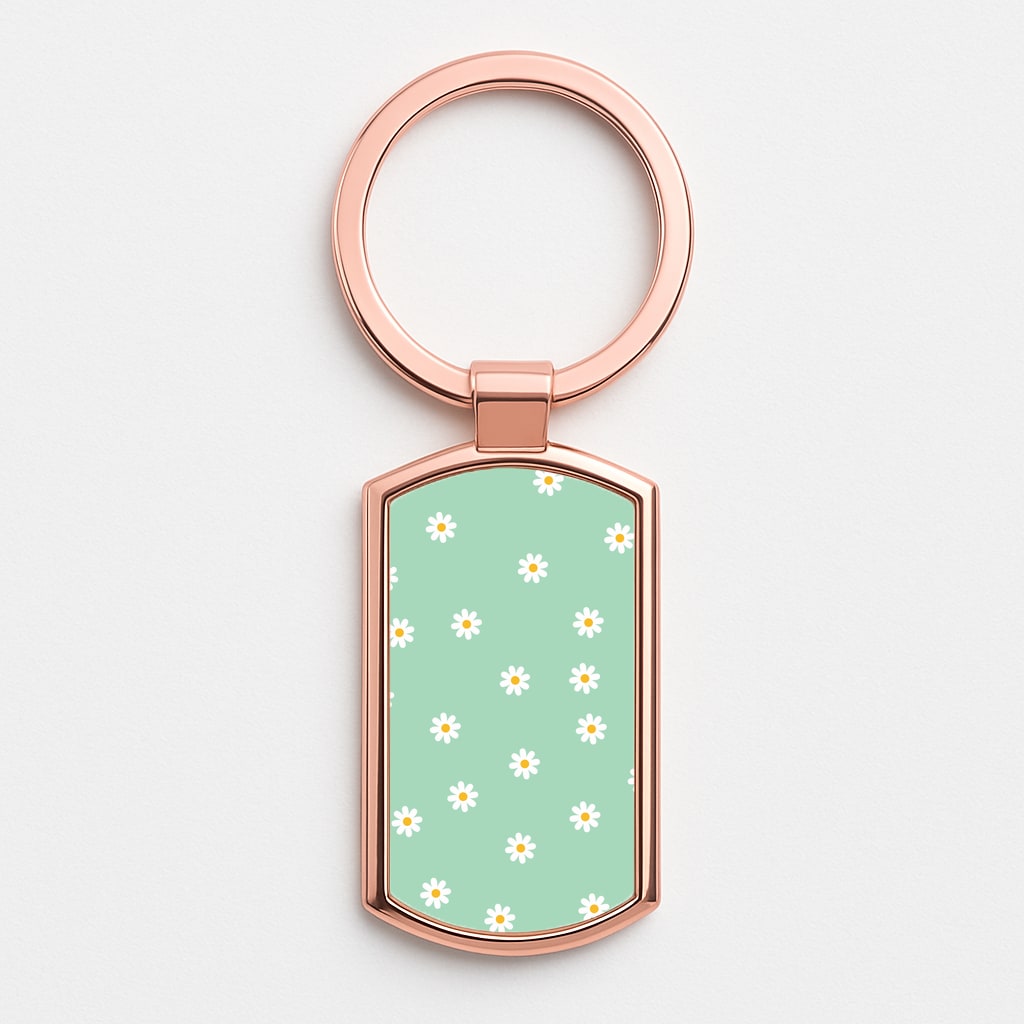 Teal Daisies Rose Gold Keyring