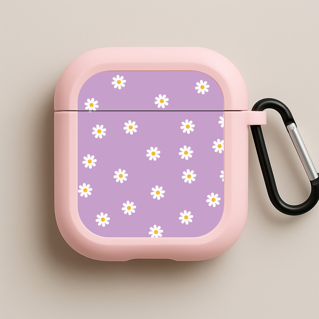 Purple Daisies  Pink AirPods Case