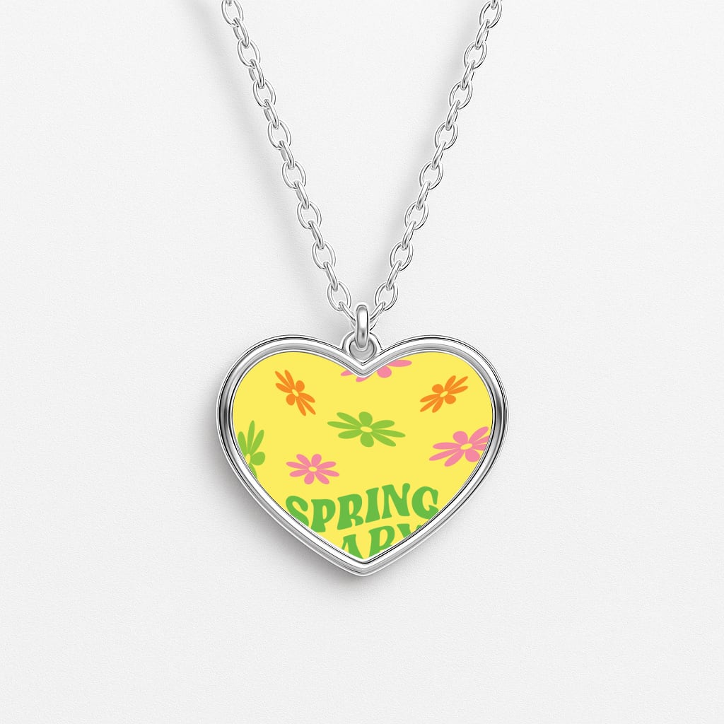 Spring Baby Retro Pattern Heart Necklace