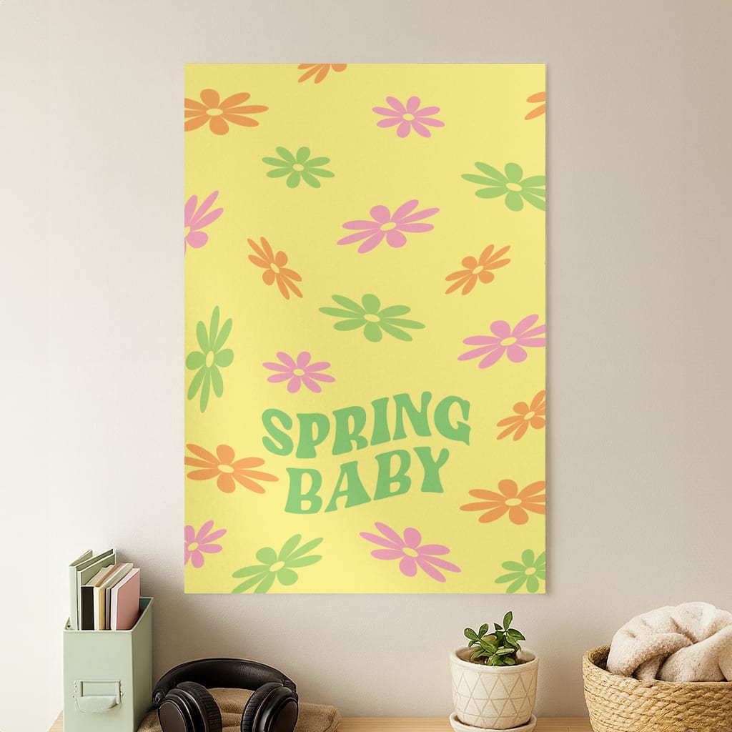 Spring Baby Retro Pattern Poster