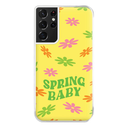Spring Baby Retro Pattern Phone Case for Galaxy S21 Ultra