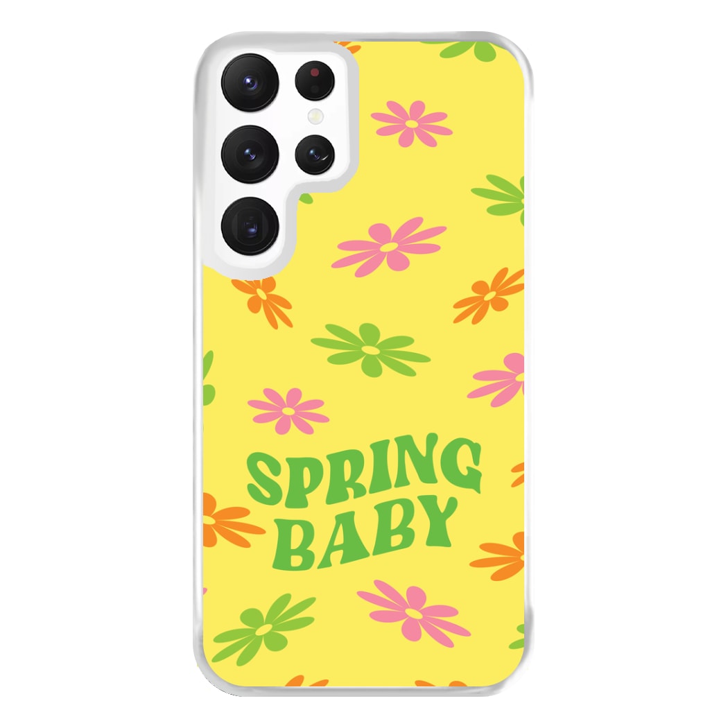 Spring Baby Retro Pattern Phone Case for Galaxy S22 Ultra