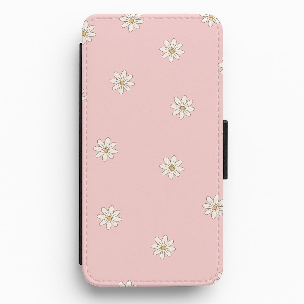 Dusty Pink Daisy Pattern Flip / Wallet Phone Case