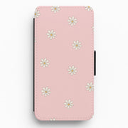 Dusty Pink Daisy Pattern Flip / Wallet Phone Case 1