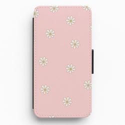 Dusty Pink Daisy Pattern Flip / Wallet Phone Case