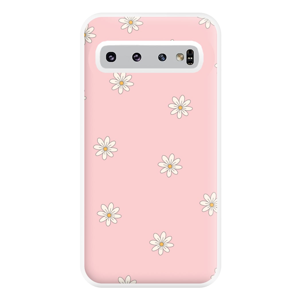 Dusty Pink Daisy Pattern Phone Case for Galaxy S10 Plus