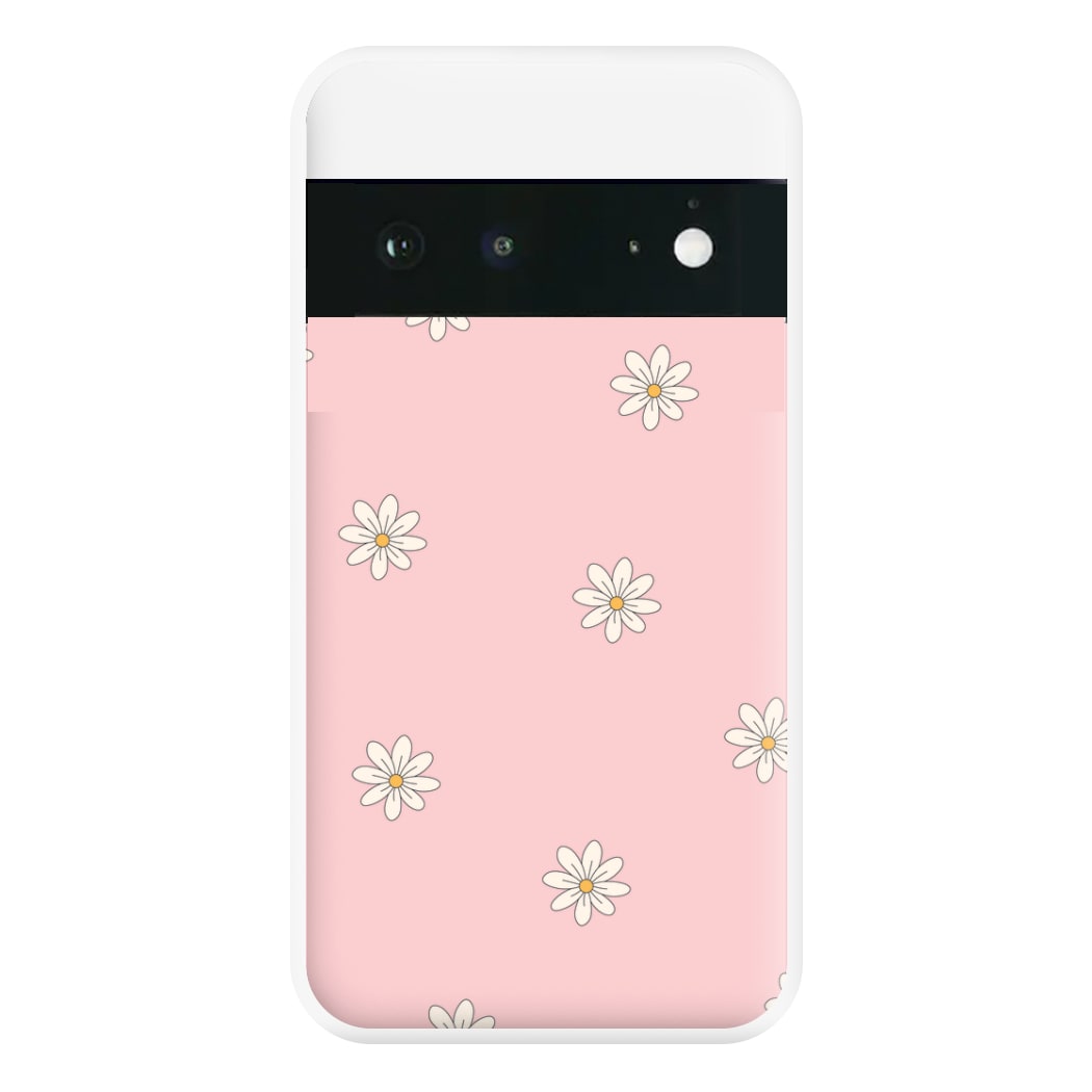 Dusty Pink Daisy Pattern Phone Case for Google Pixel 6a